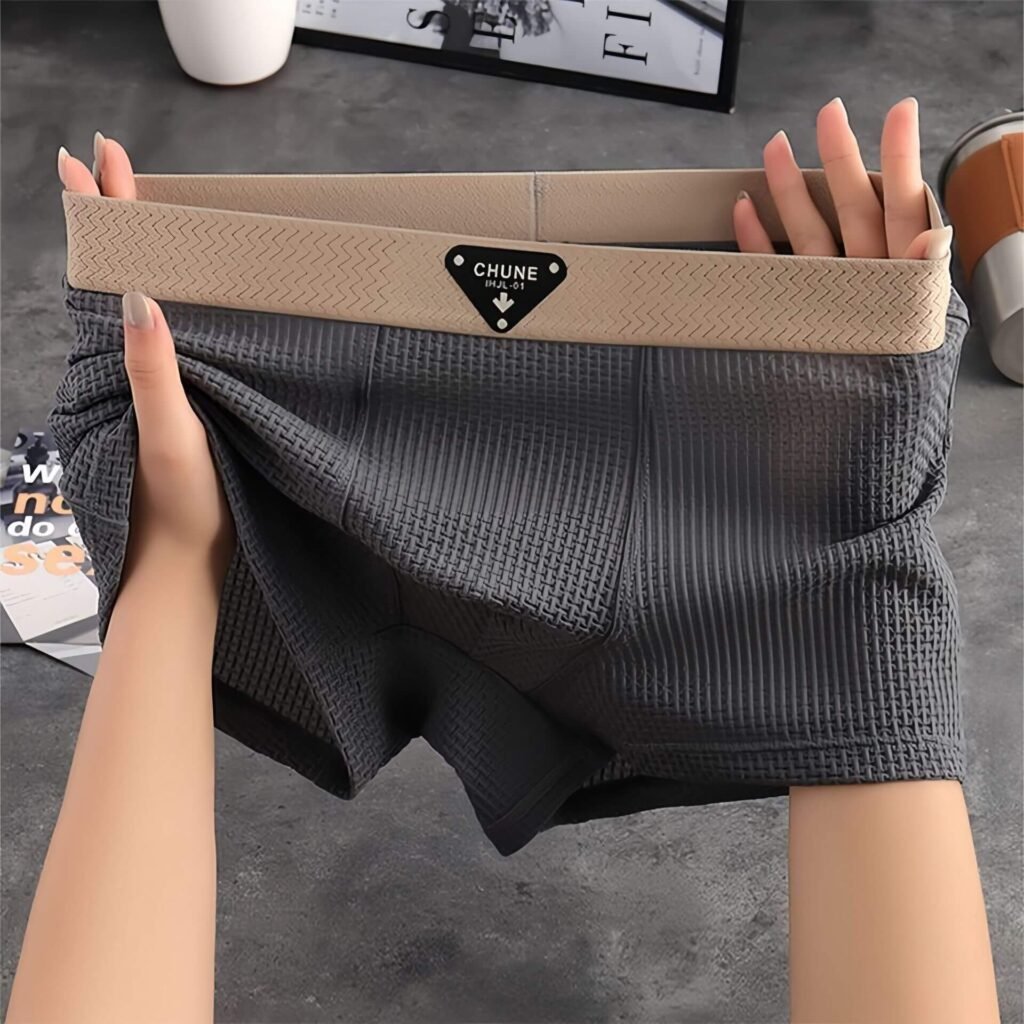 Smooth Ice Silk Plaid Men’s Boxers Soft 4