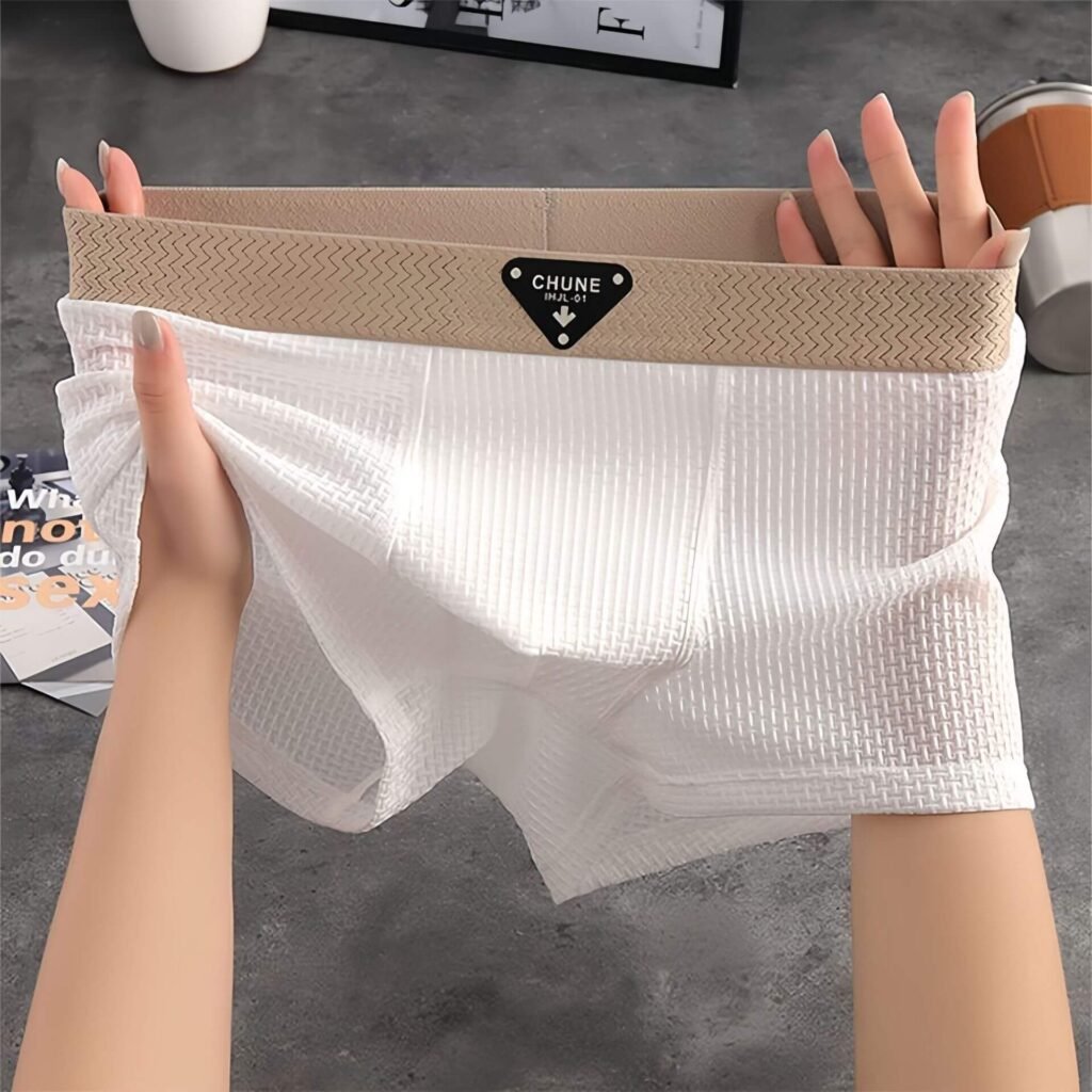 Smooth Ice Silk Plaid Men’s Boxers Soft 2