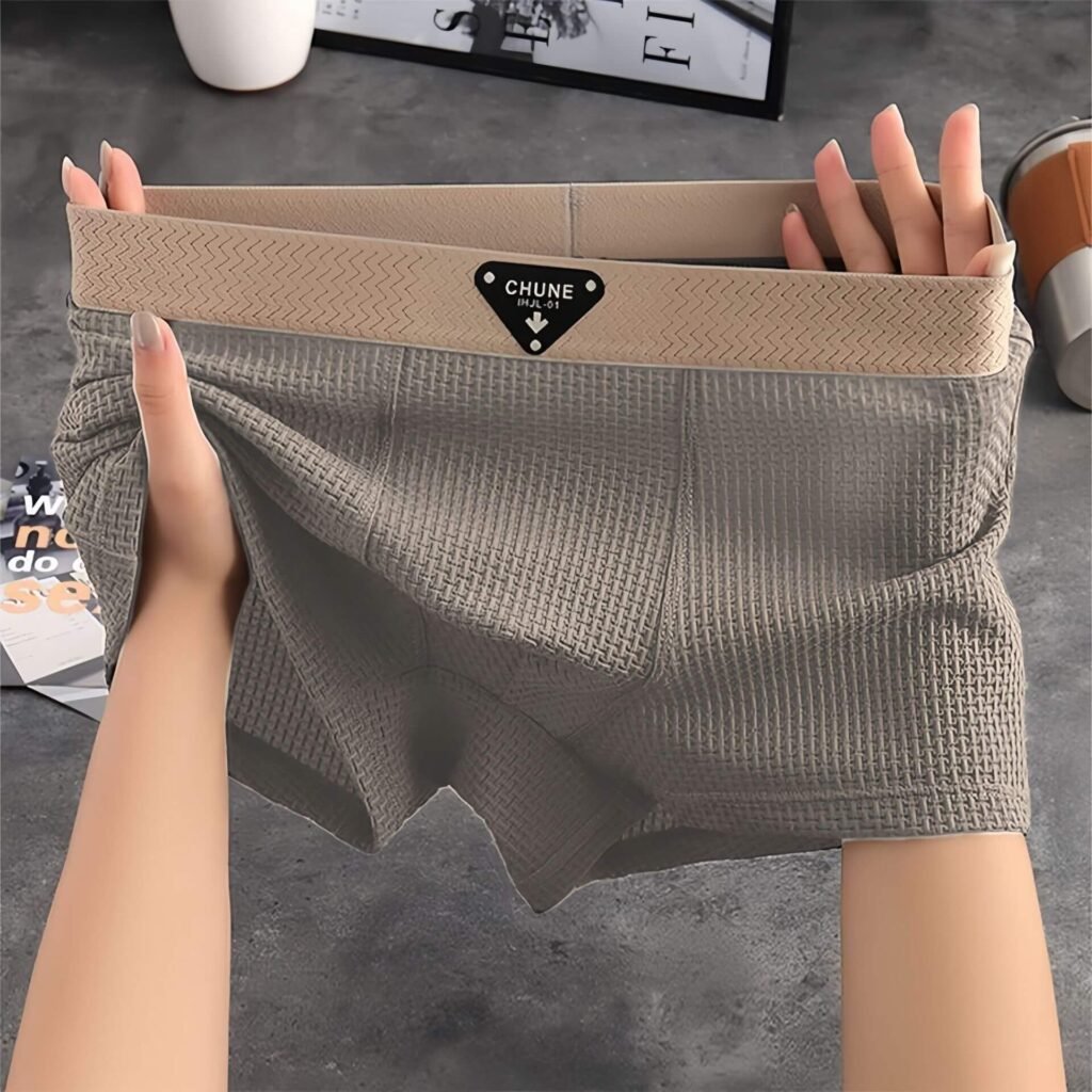 Smooth Ice Silk Plaid Men’s Boxers Soft (2)