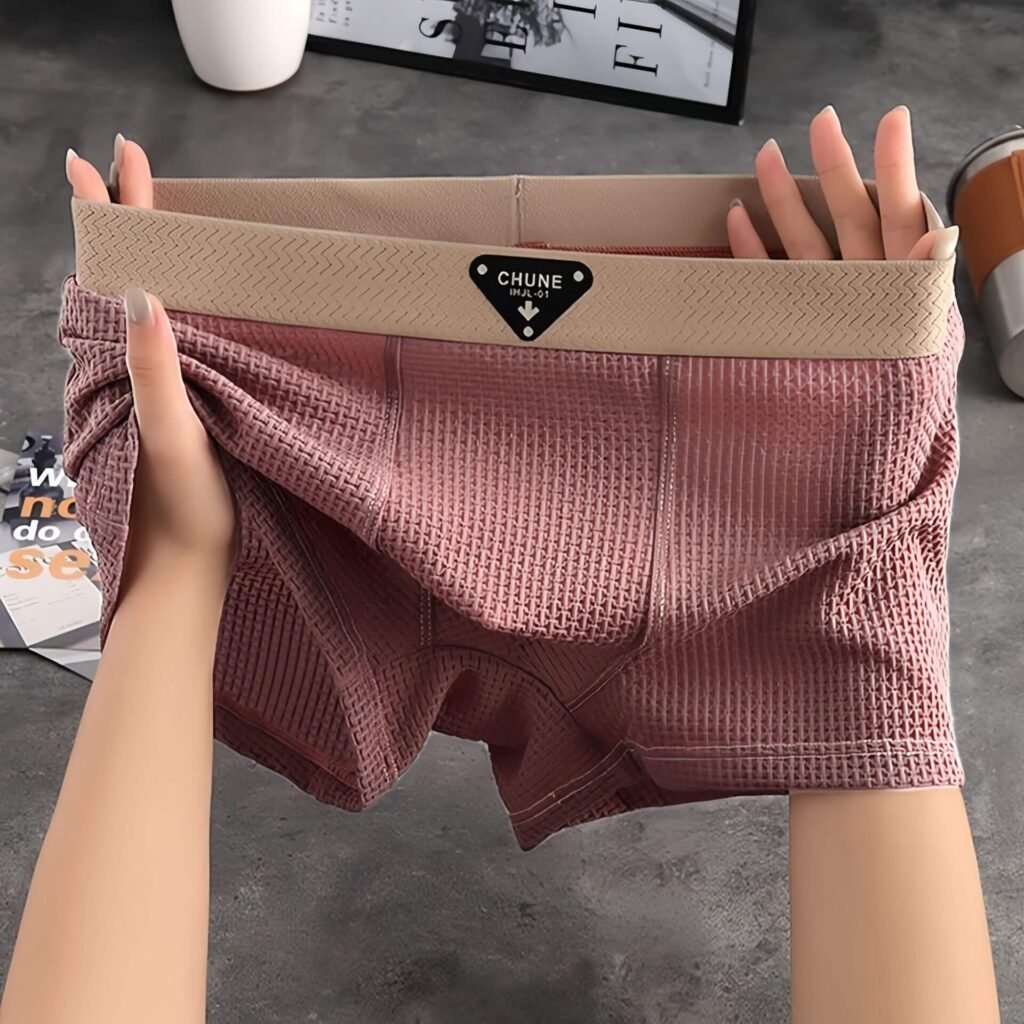 Smooth Ice Silk Plaid Men’s Boxers Soft (4)