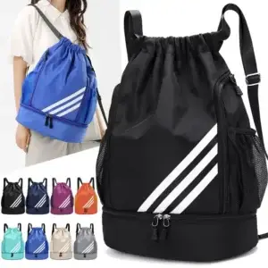 Multi-Purpose Drawstring Sports Backpack with Shoe Storage Lightweight Travel Gym Bag